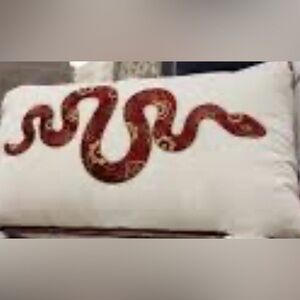 Elegant Red and Gold Snake Accent Pillow